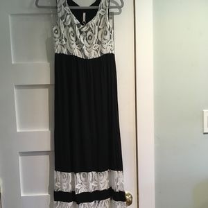 Pink Blush Black and Cream Floor Length Dress
